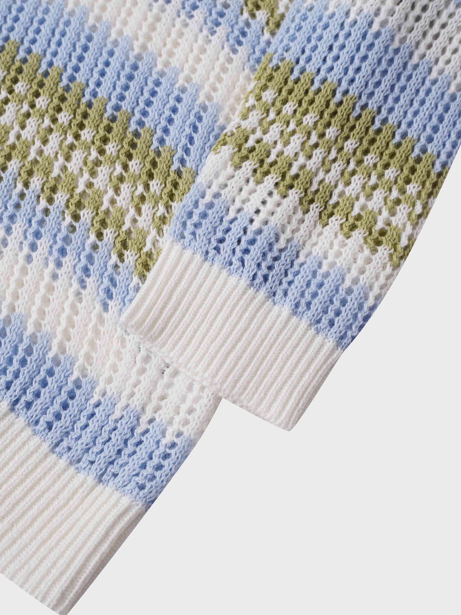 Mesh Striped Sweater-Light Blue/Lime Green