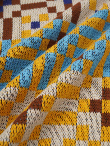 Geometric Design Sweater-Brown