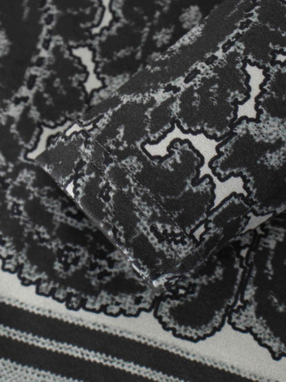 Printed Modal Turtleneck-Paisley Grey
