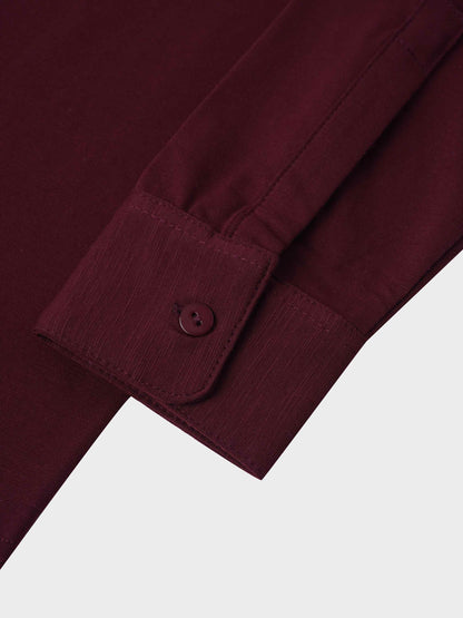 Button Down T-Shirt Blouse-Burgundy