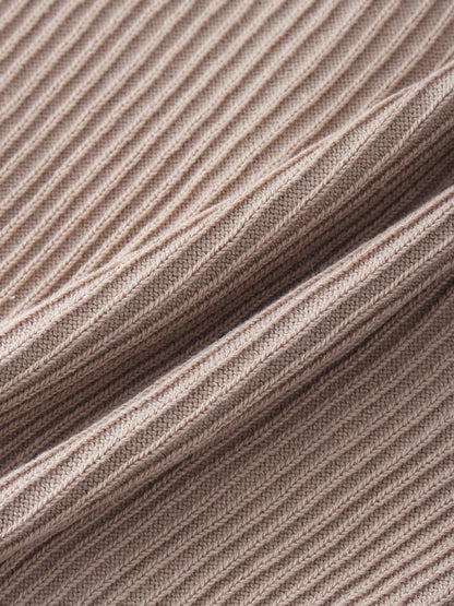 Ribbed Knit Cardigan-Tan