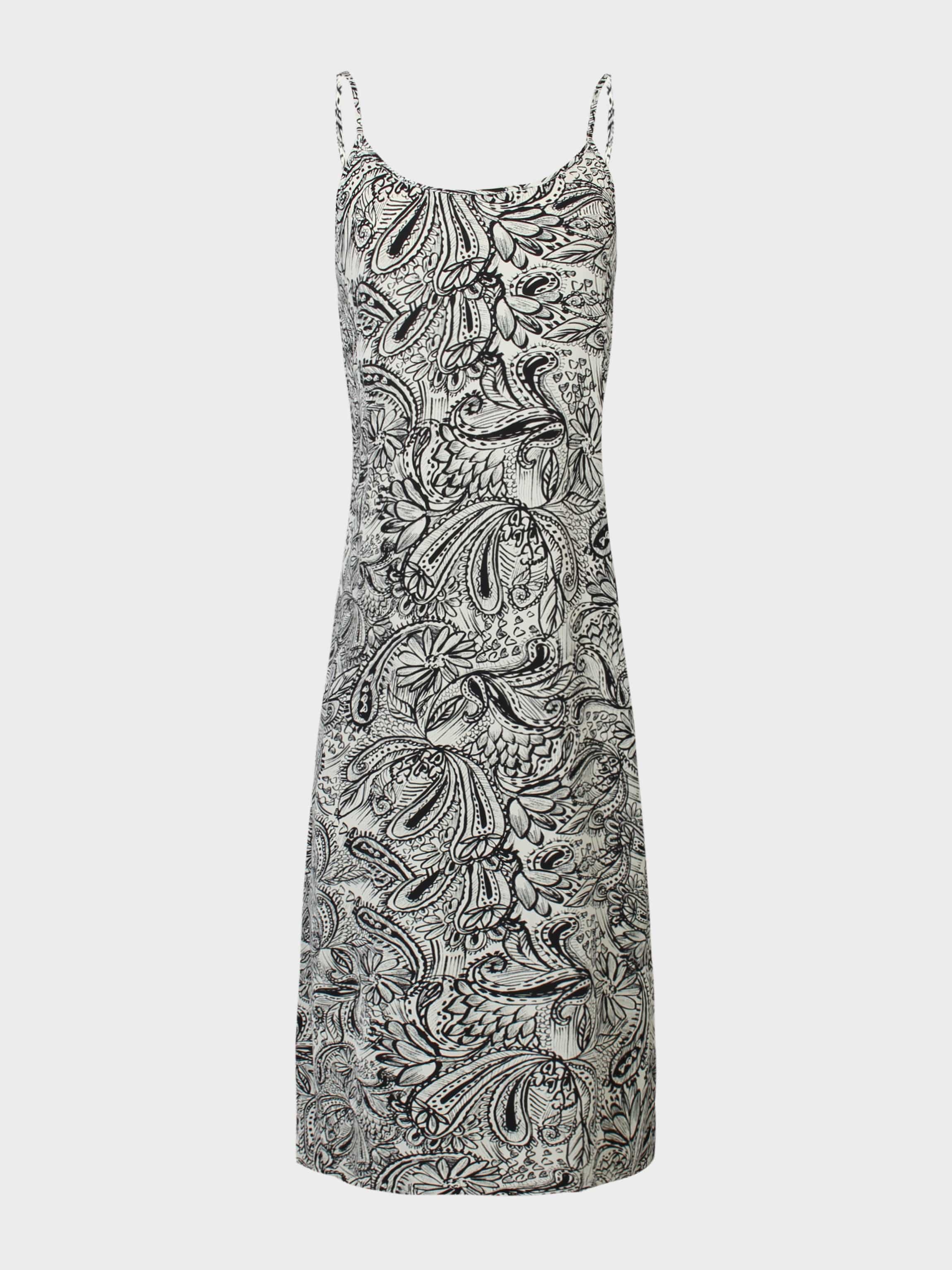 Printed Crew Neck Slip Dress-Sketch Floral