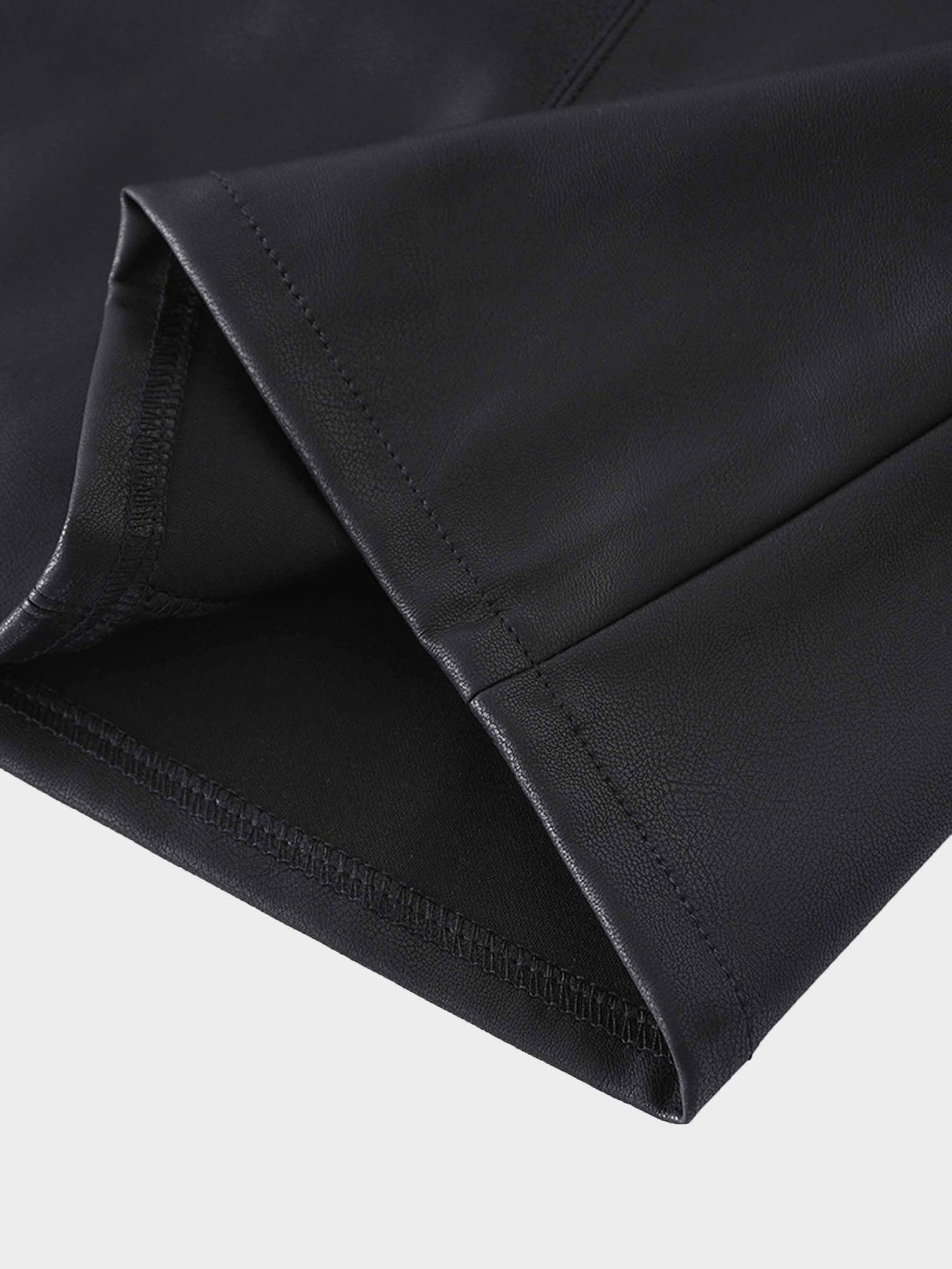 Faux Leather Seamed Jumper - Black