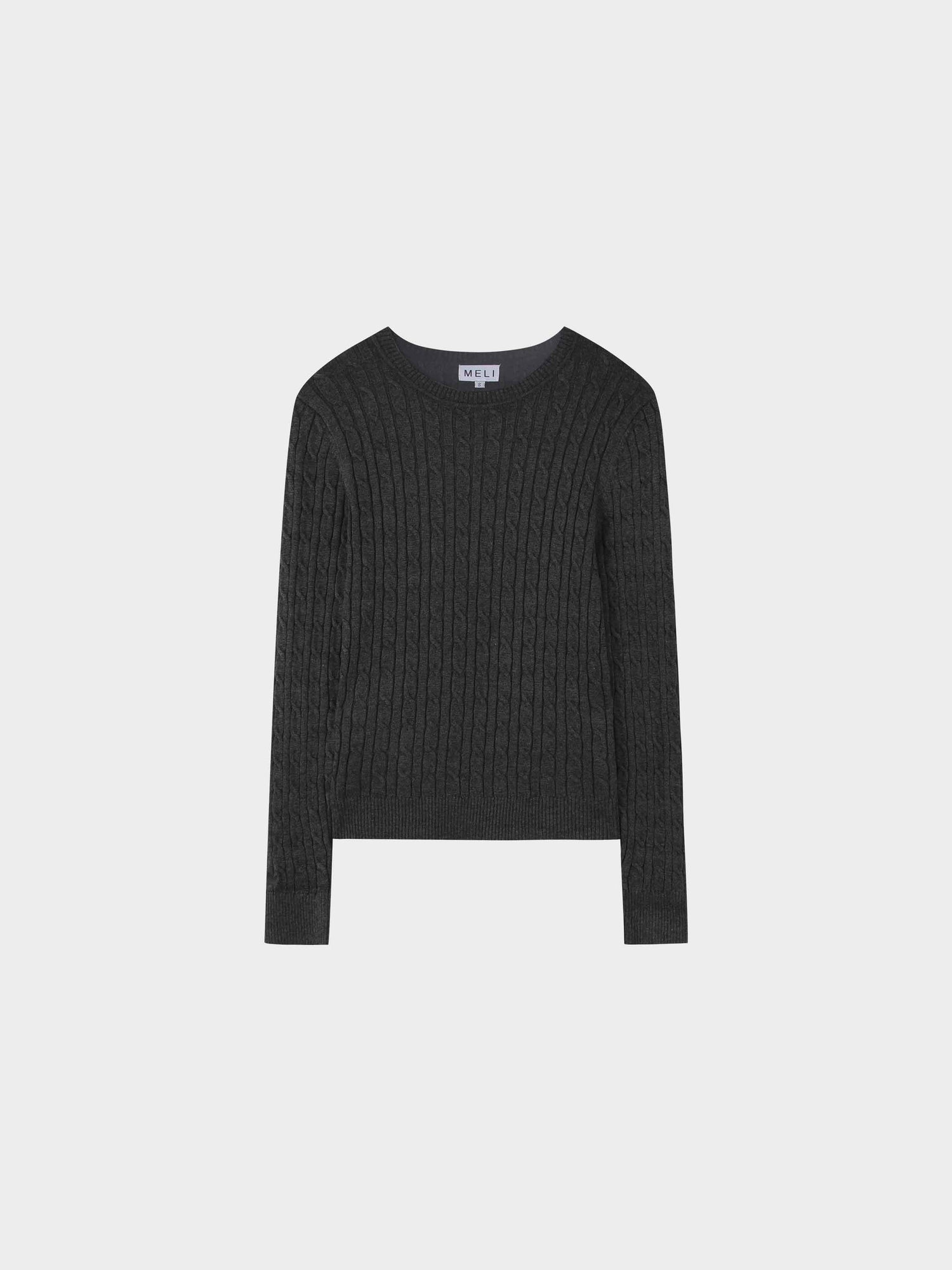 Knit Cable Sweater-Charcoal Grey