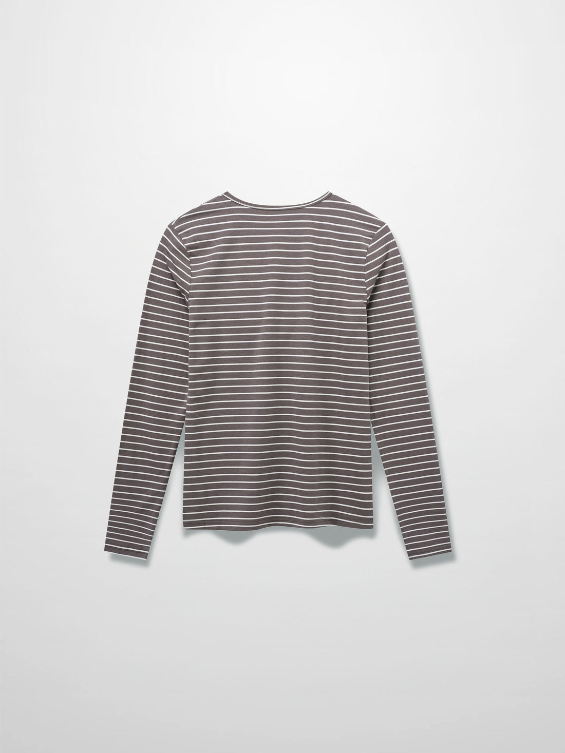 Flat Striped High V Long Sleeve-Grey/White