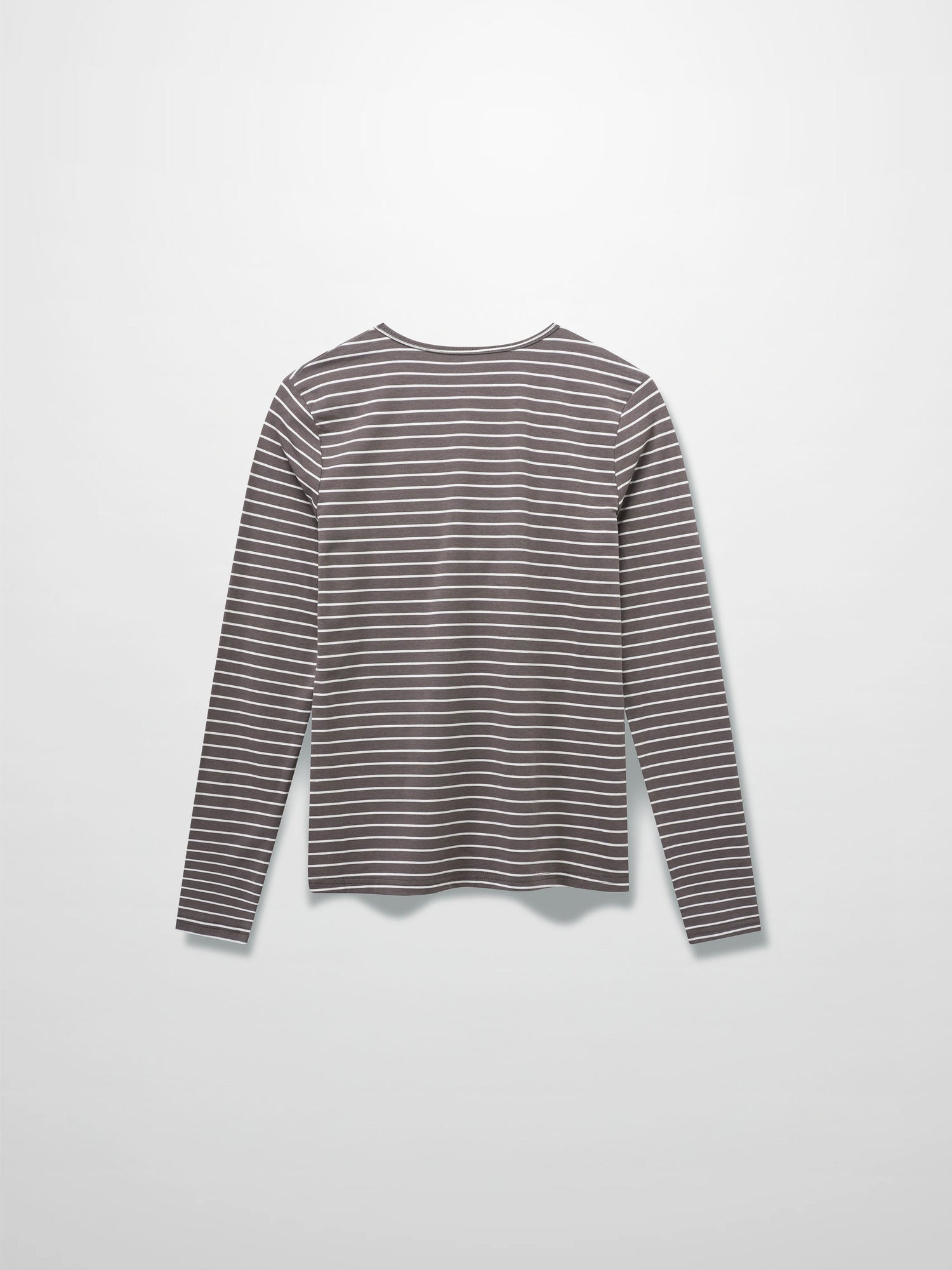 Flat Striped High V Long Sleeve-Grey/White