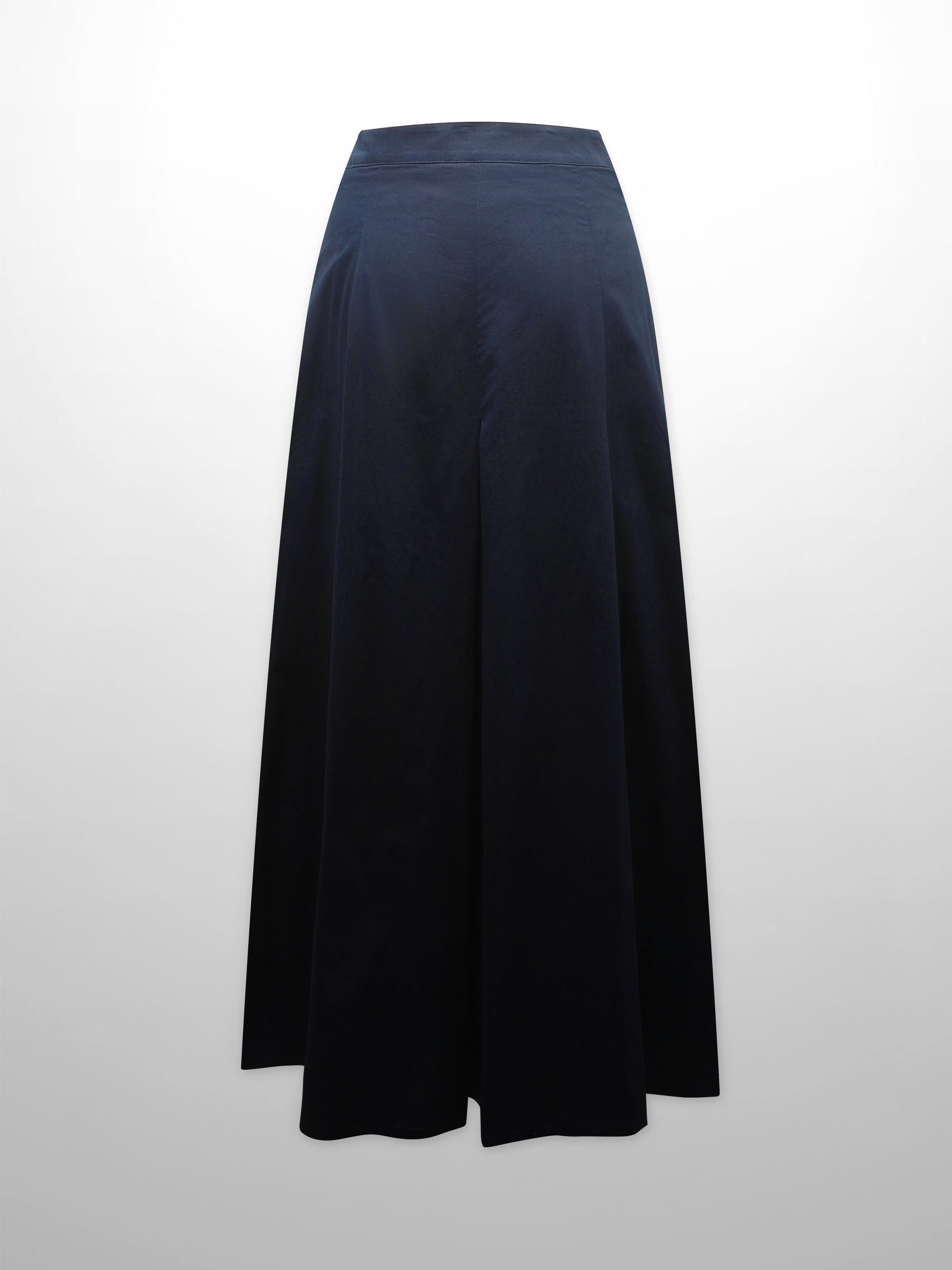 Stitch Down Cotton Pleated Skirt-Navy