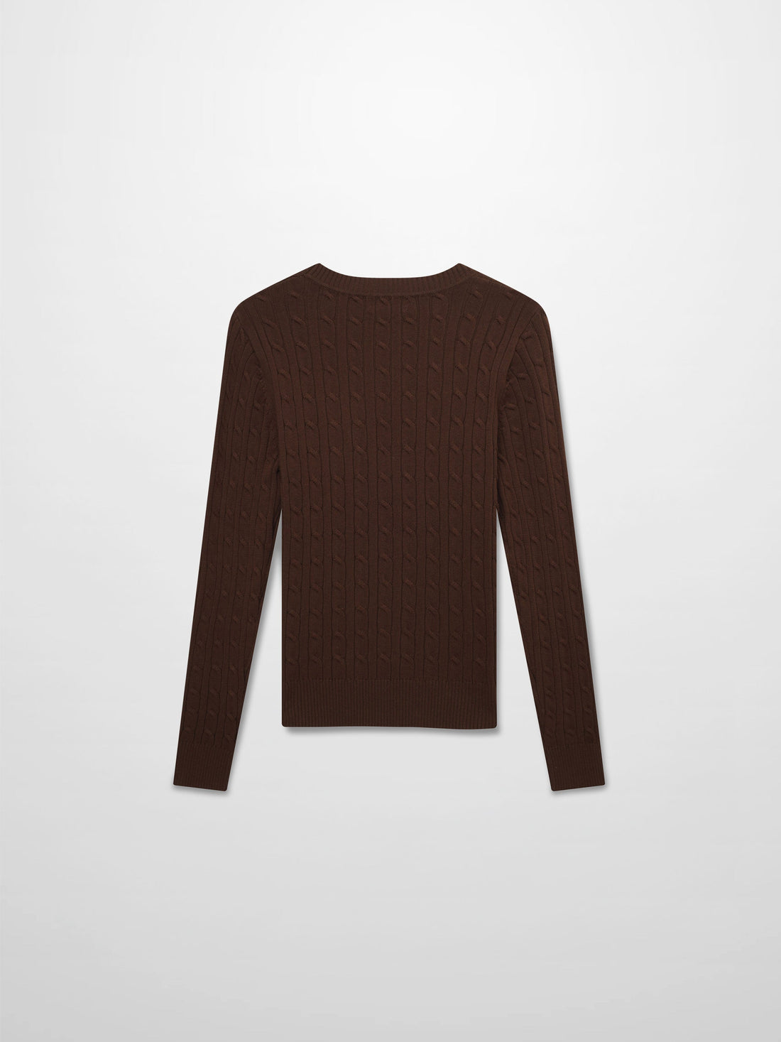 Crew Neck Cable Sweater-Brown
