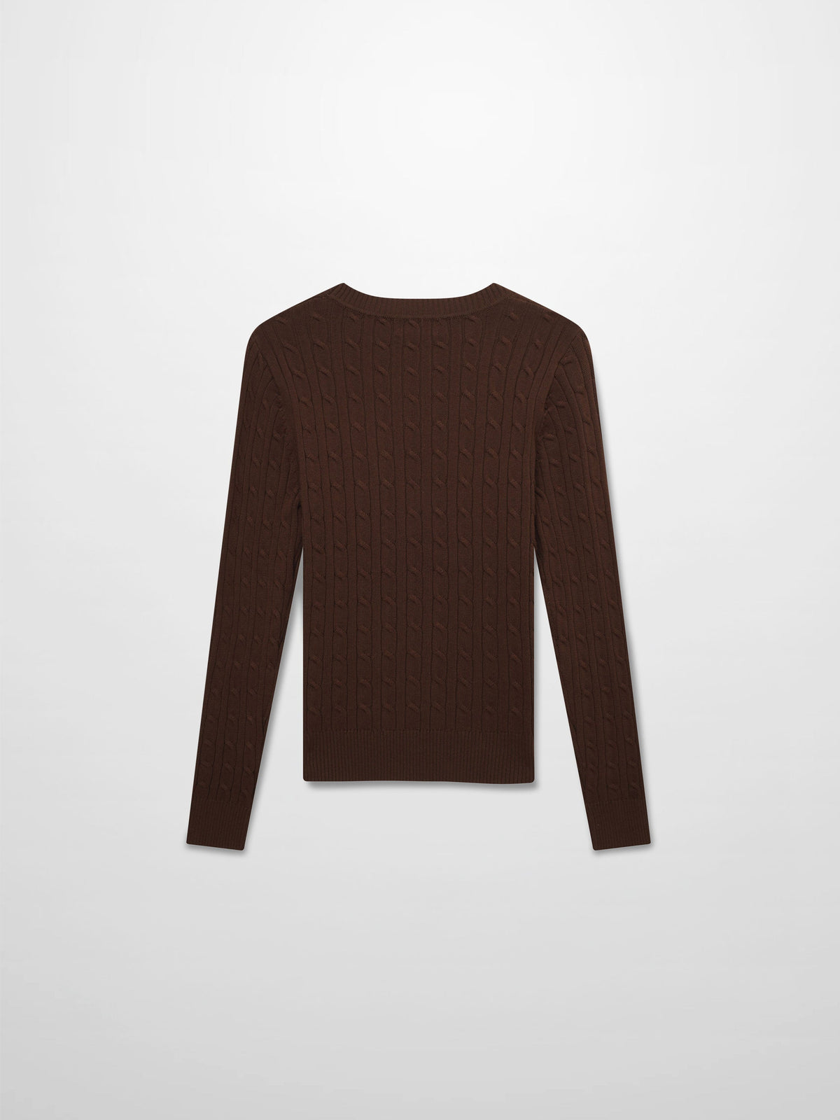 Crew Neck Cable Sweater-Brown