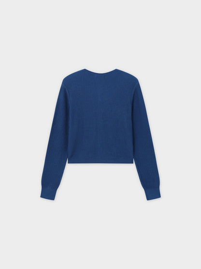 Button Down Ribbed Cardigan-Mallard Blue