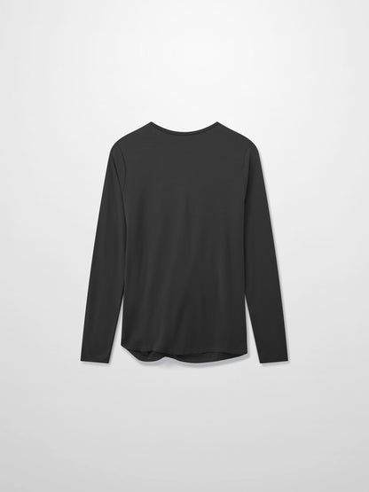 Curved Gathered Detailed T-Shirt-Black