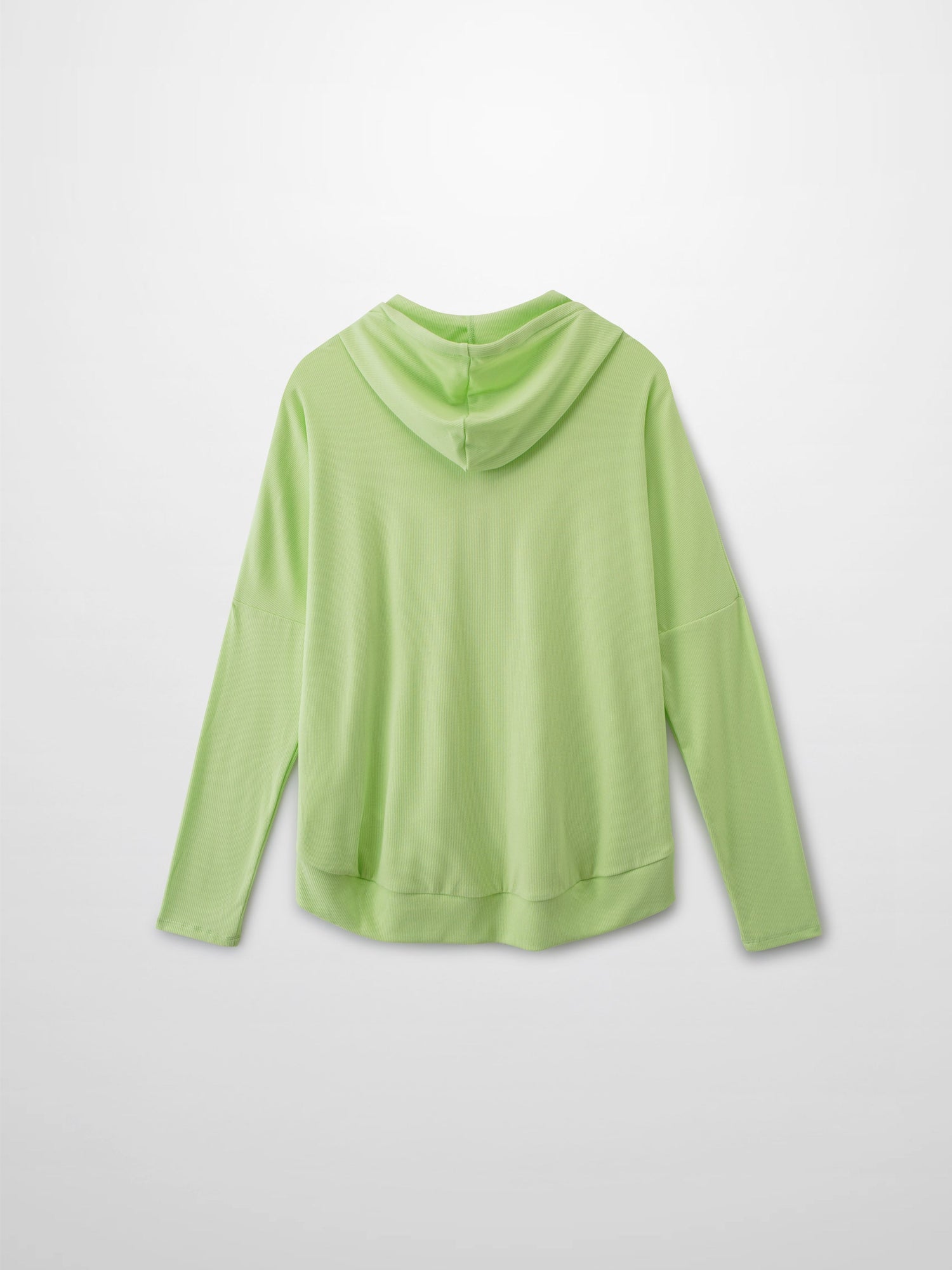 Ribbed Half Zip Hoodie Tee-Lime Green