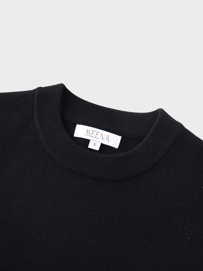 Diamond Stud Design Sweater-Black
