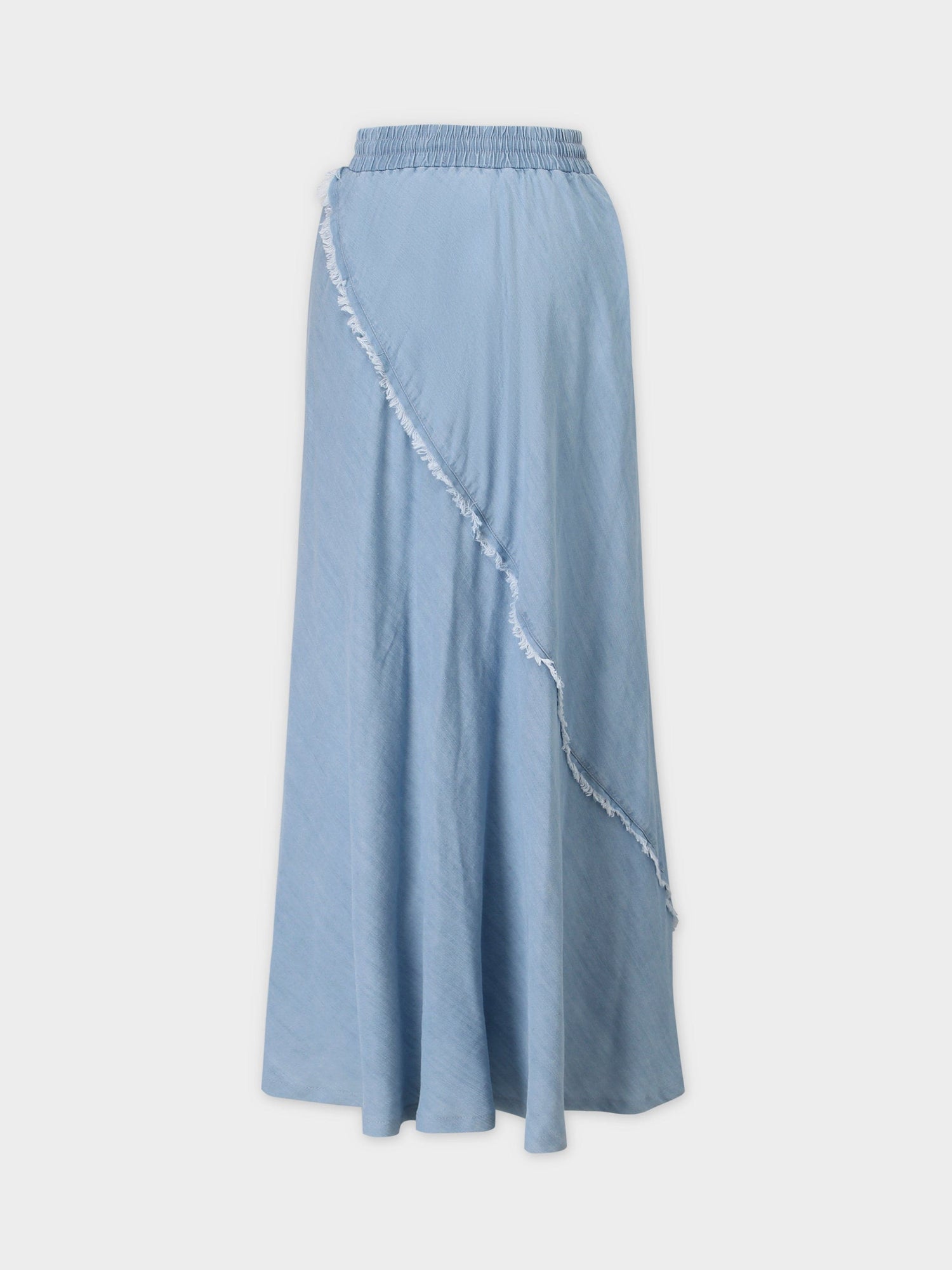 DRAWSTRING FRINGE SKIRT-DENIM