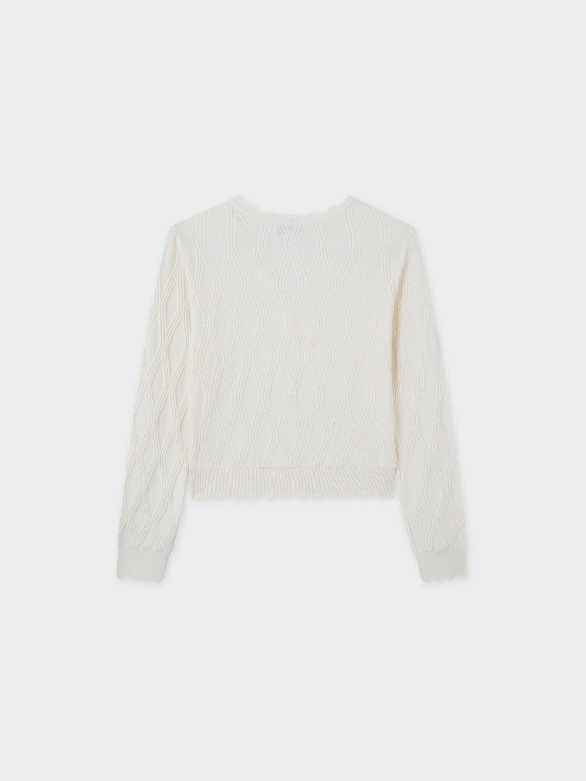 Scalloped Edge Cardigan-Ivory