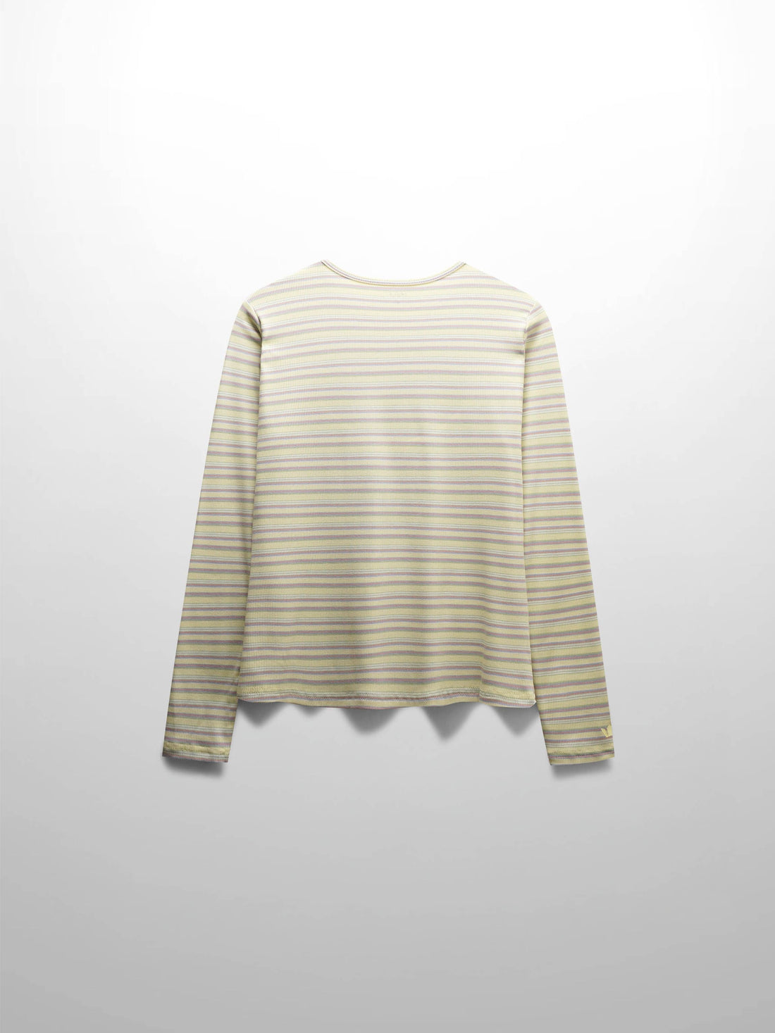 Multi Striped Ribbed Crew-Yellow