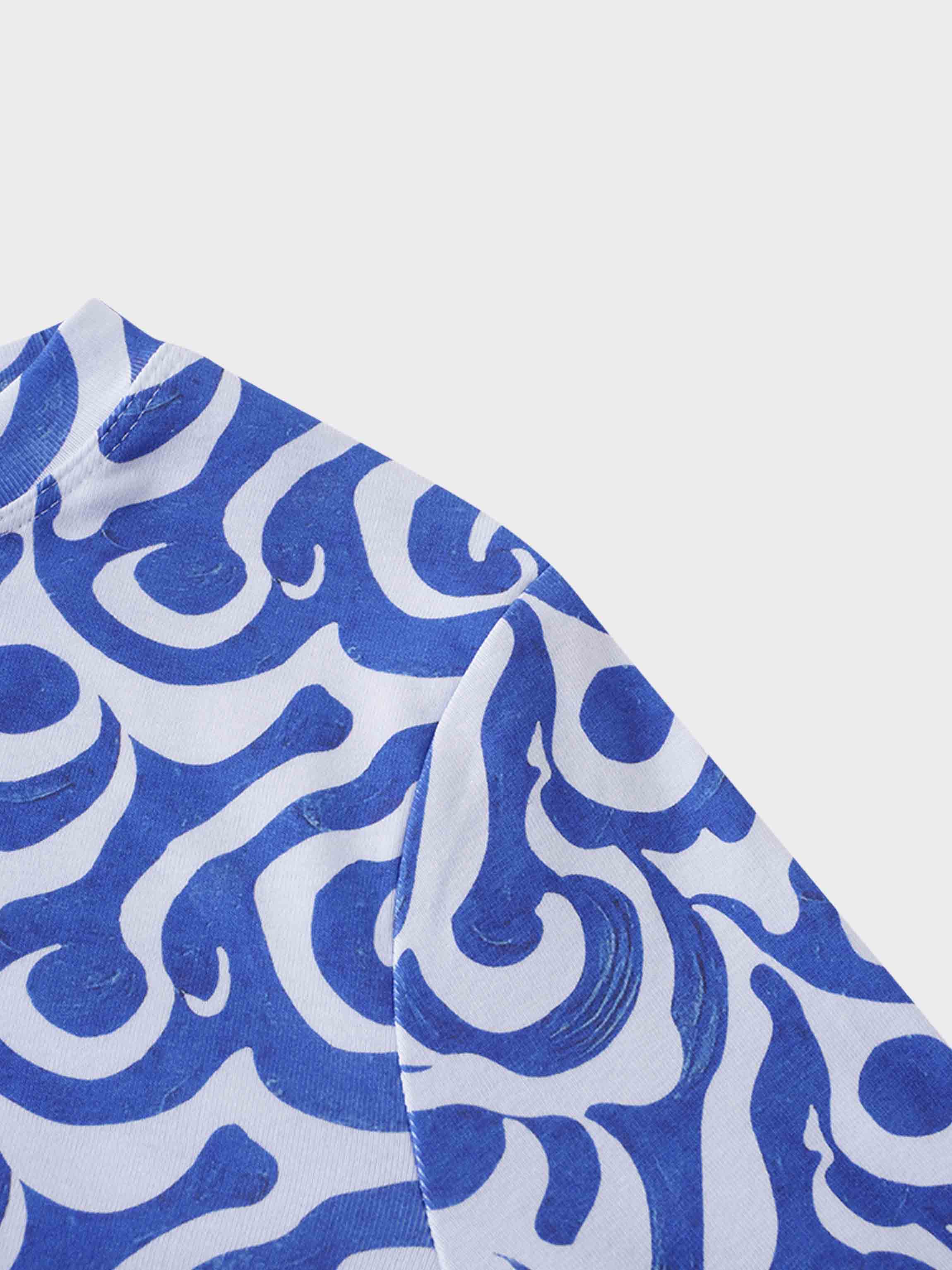 Basic Printed T-shirt-Waves For Days