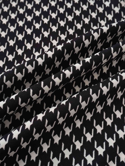 A-Line V Neck Slip Dress-Houndstooth