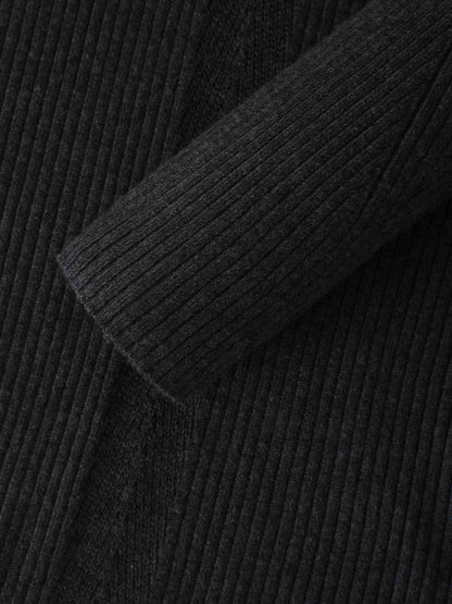 Center Design Sweater-Charcoal Grey
