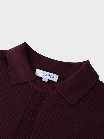 Center Design Sweater-Burgundy