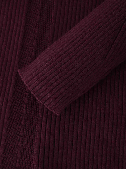 Center Design Sweater-Burgundy