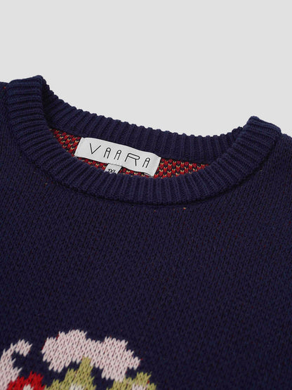 Pop Of Floral Sweater-Blue