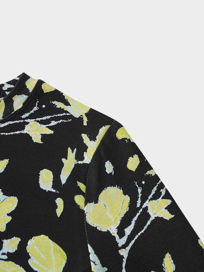 Basic Printed T-shirt-Neon Flower