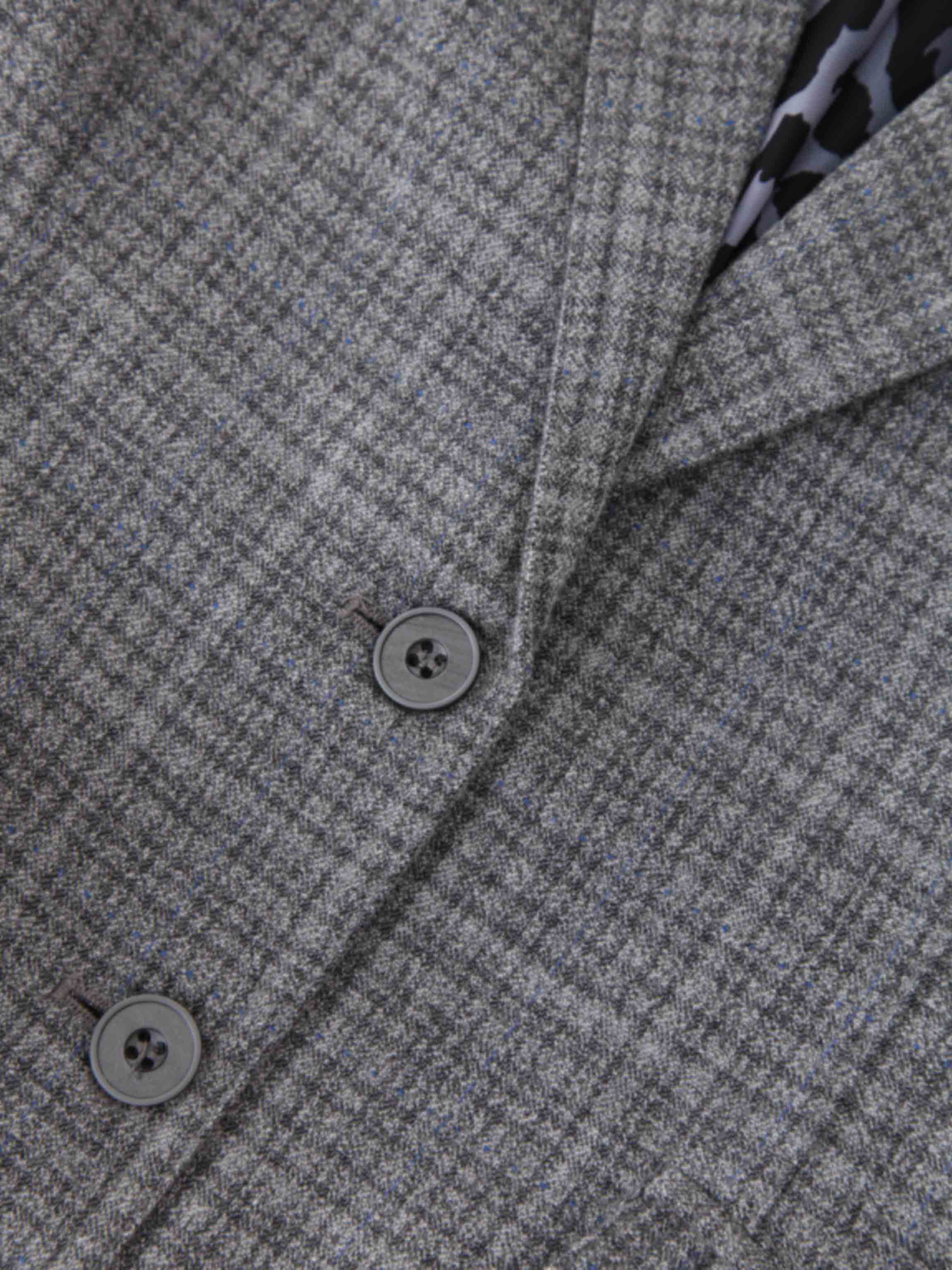 Fitted Blazer-Grey Plaid