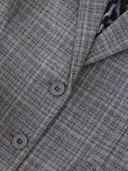 Fitted Blazer-Grey Plaid