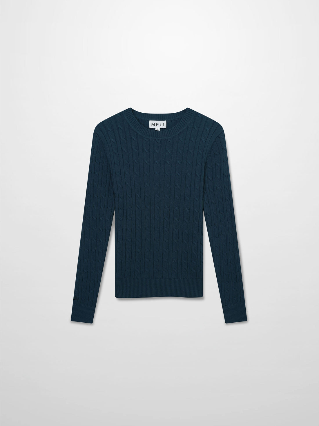 Crew Neck Cable Sweater-Teal