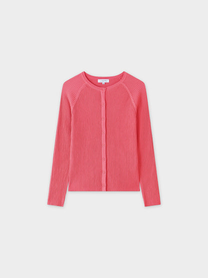Ribbed Knit Cardigan-Coral