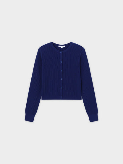 Button Down Ribbed Cardigan-Navy