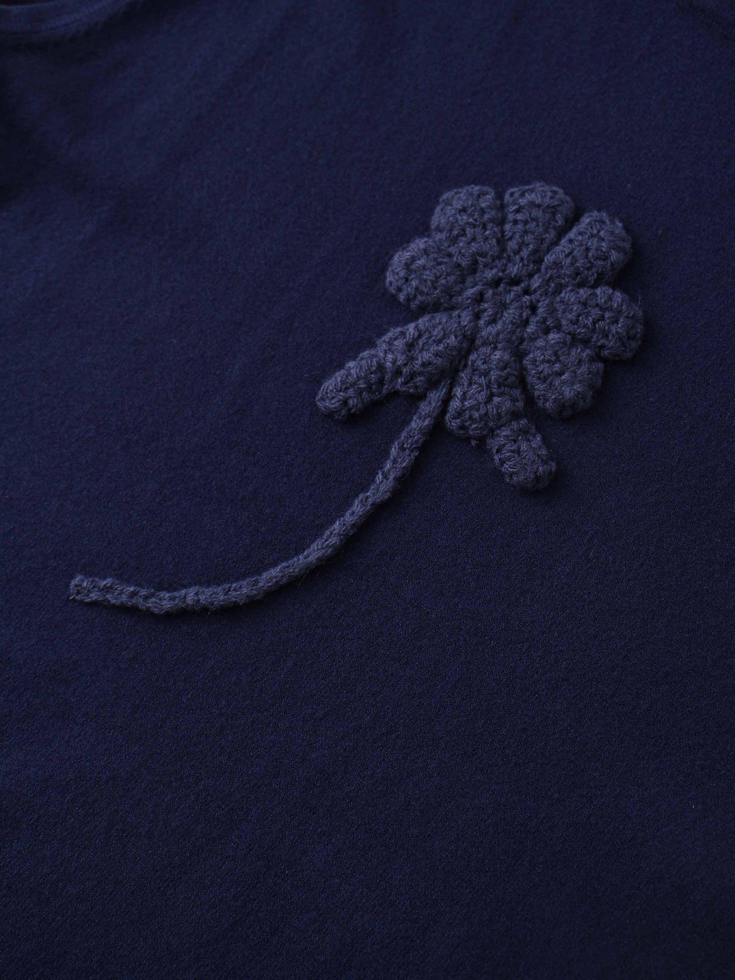 Crochet Puff Flower Sweater Set-Navy