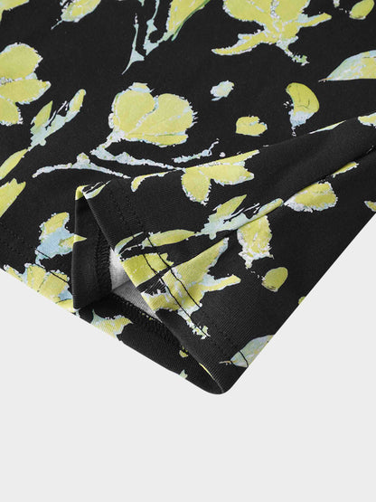 Basic Printed T-shirt-Neon Flower