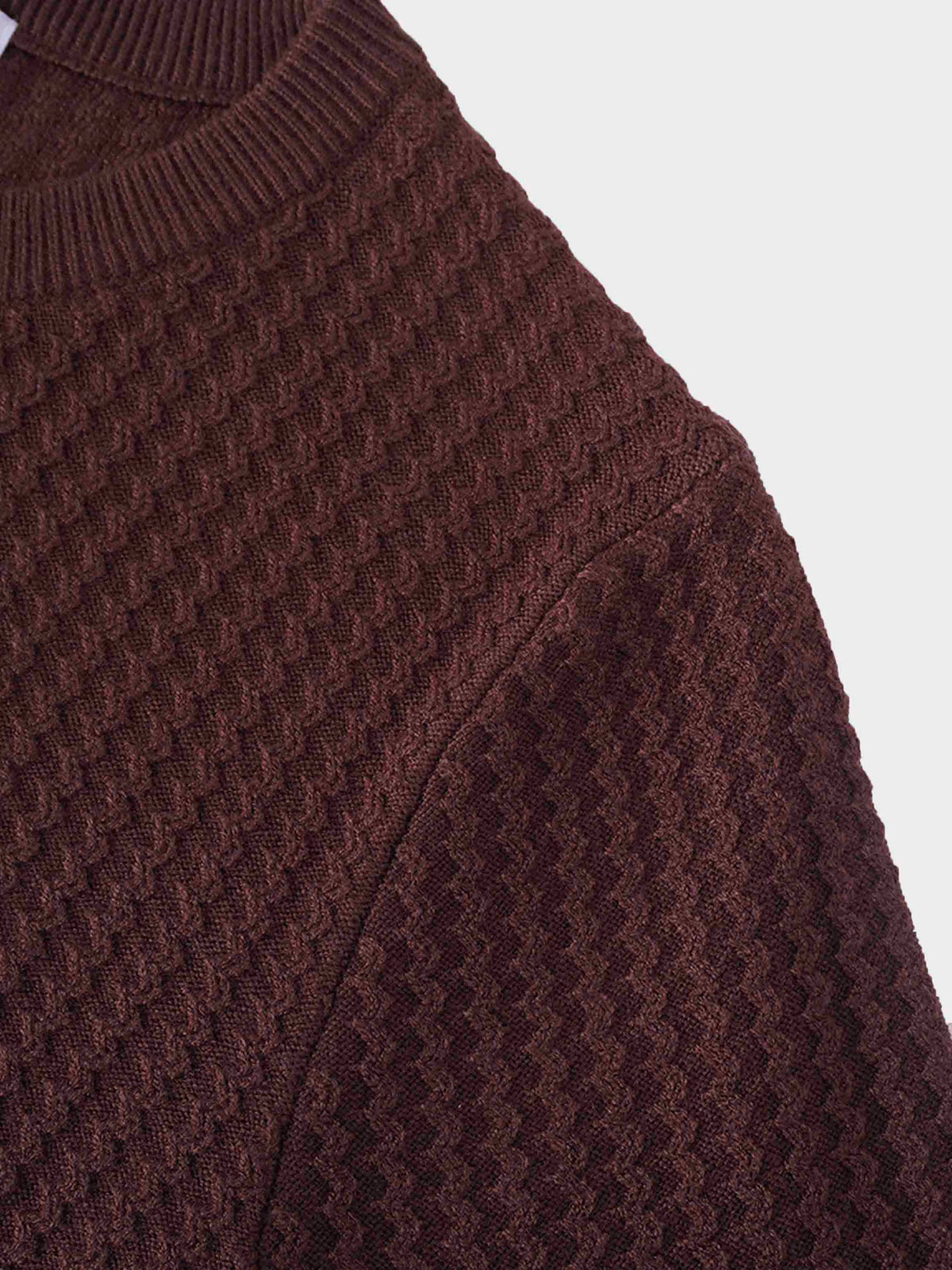 Waffle Wave Sweater- Solid Brown