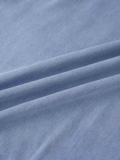 Chambray Denim Wrap Dress-Blue