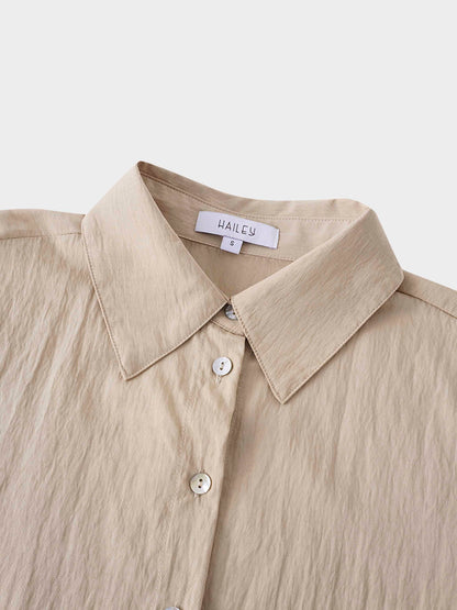 Crinkle Blouse-Tan