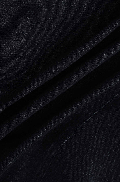 Leather Pocket Denim Blazer-Black