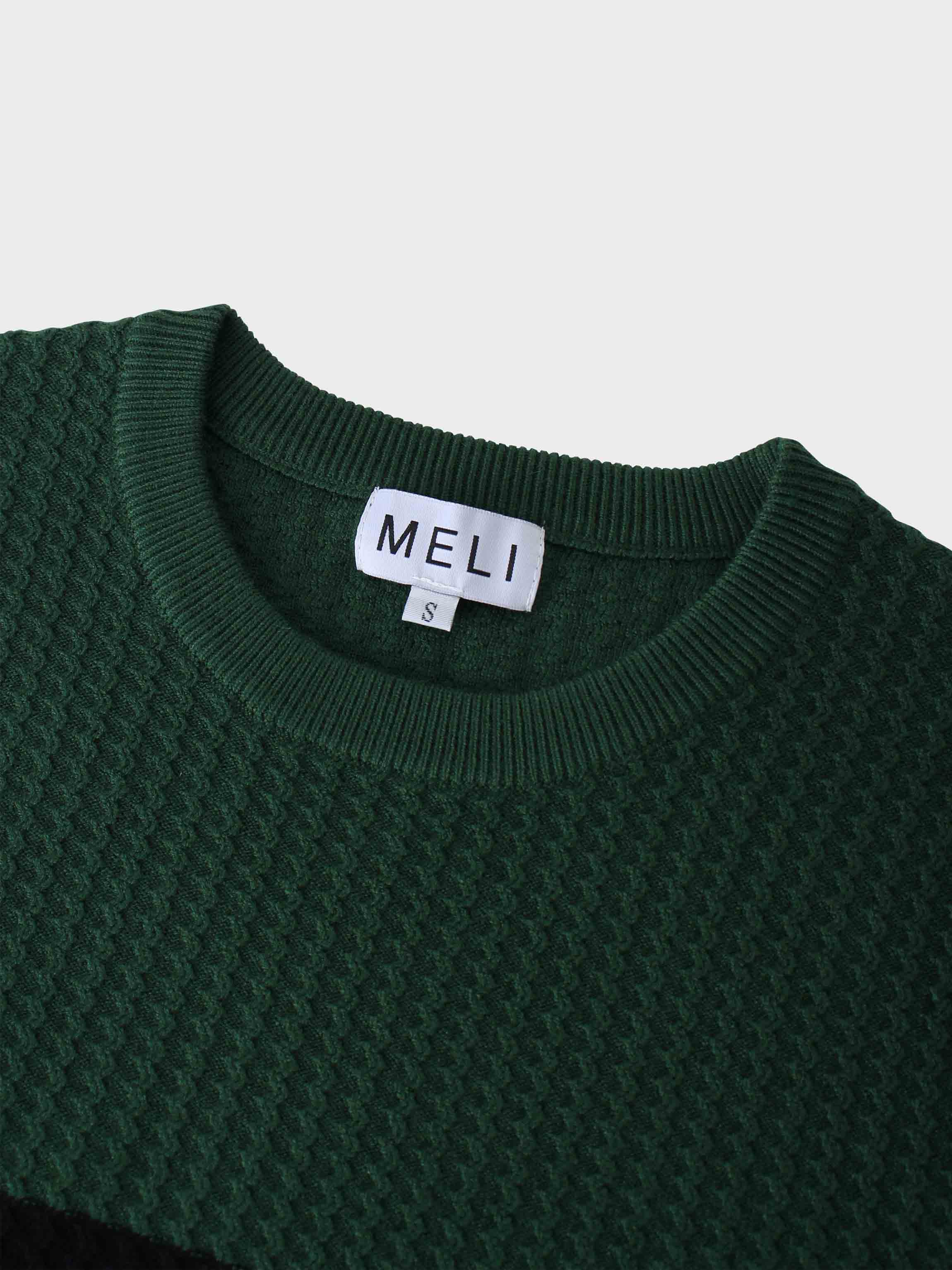 Waffle Wave Sweater-Green/Black