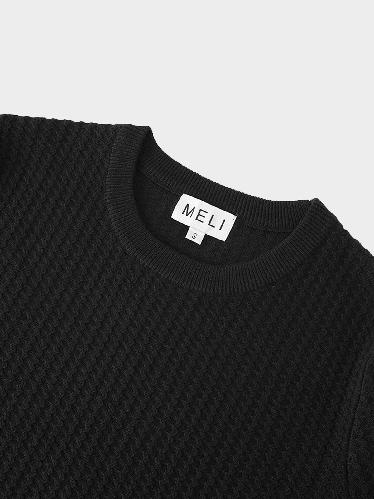 Waffle Wave Sweater- Solid Black
