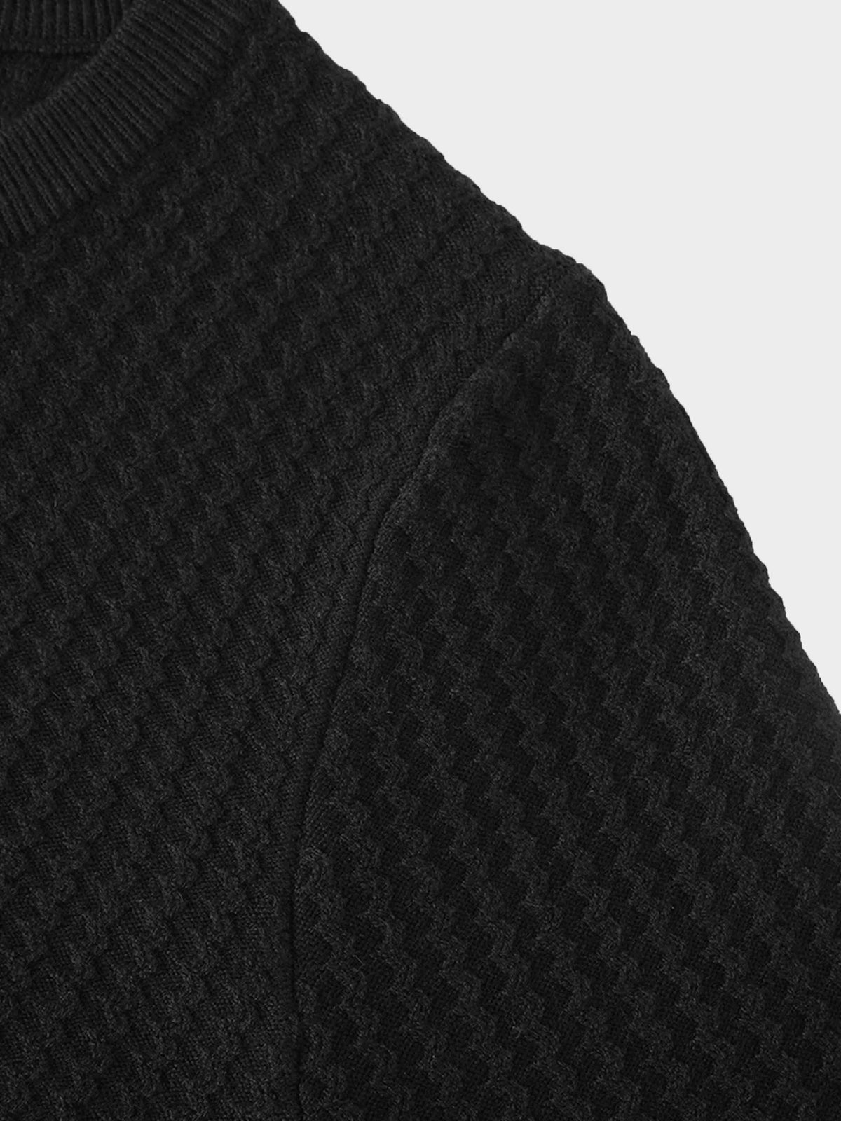 Waffle Wave Sweater- Solid Black