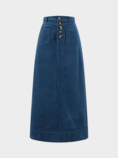 Straight Pocket Skirt-Sapphire