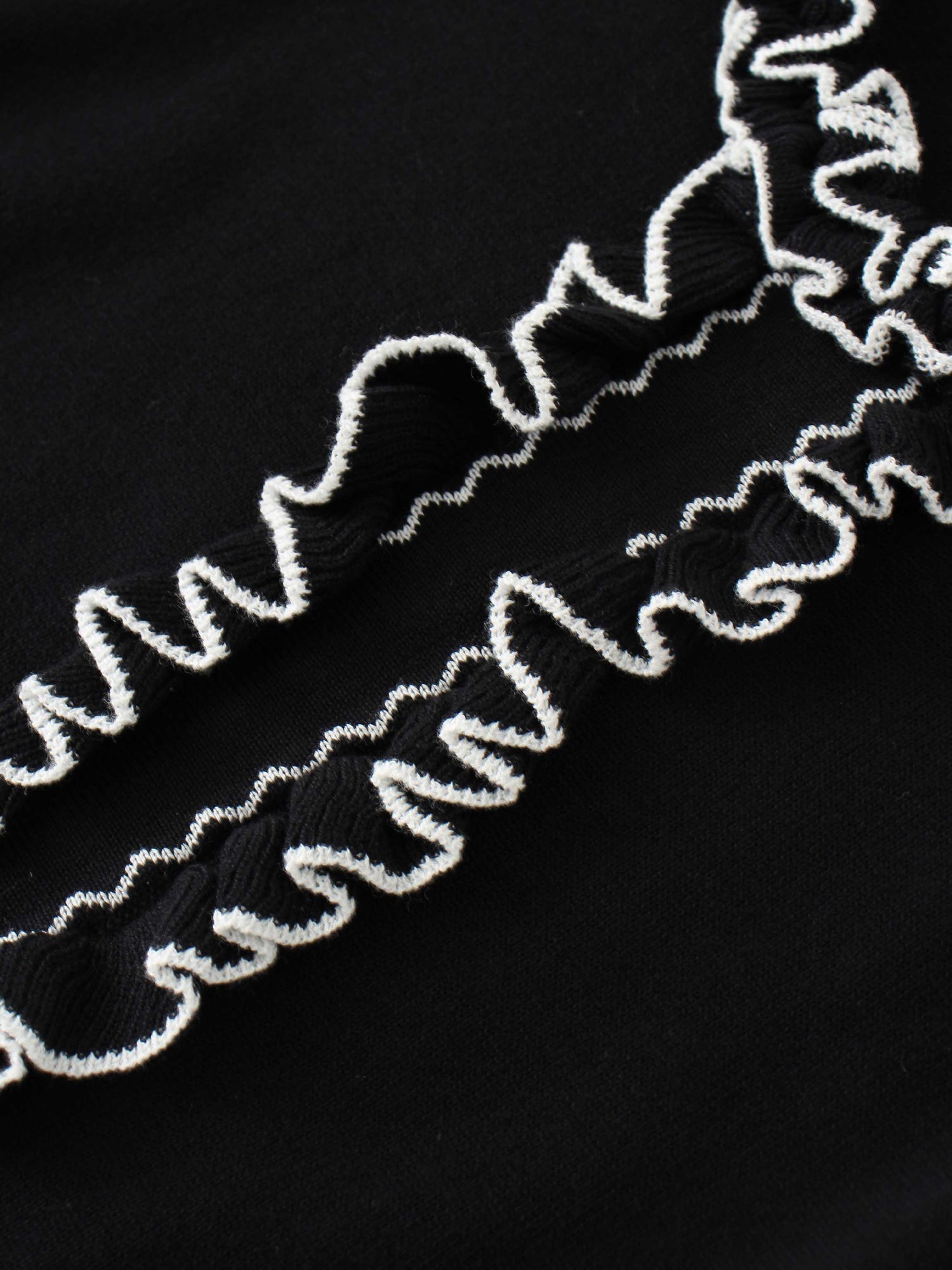 Ruffle Detail Sweater-Black/Ivory