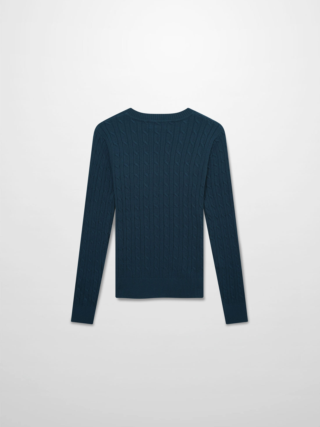 Crew Neck Cable Sweater-Teal