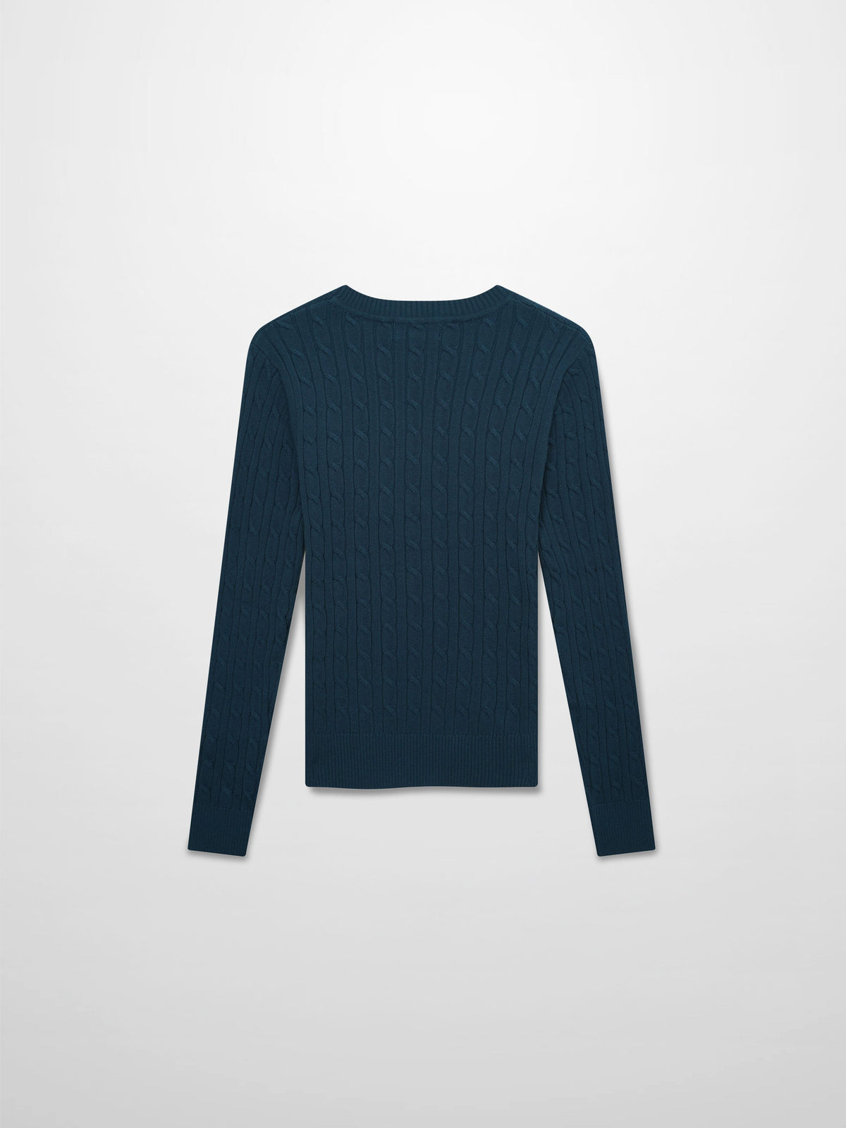 Crew Neck Cable Sweater-Teal