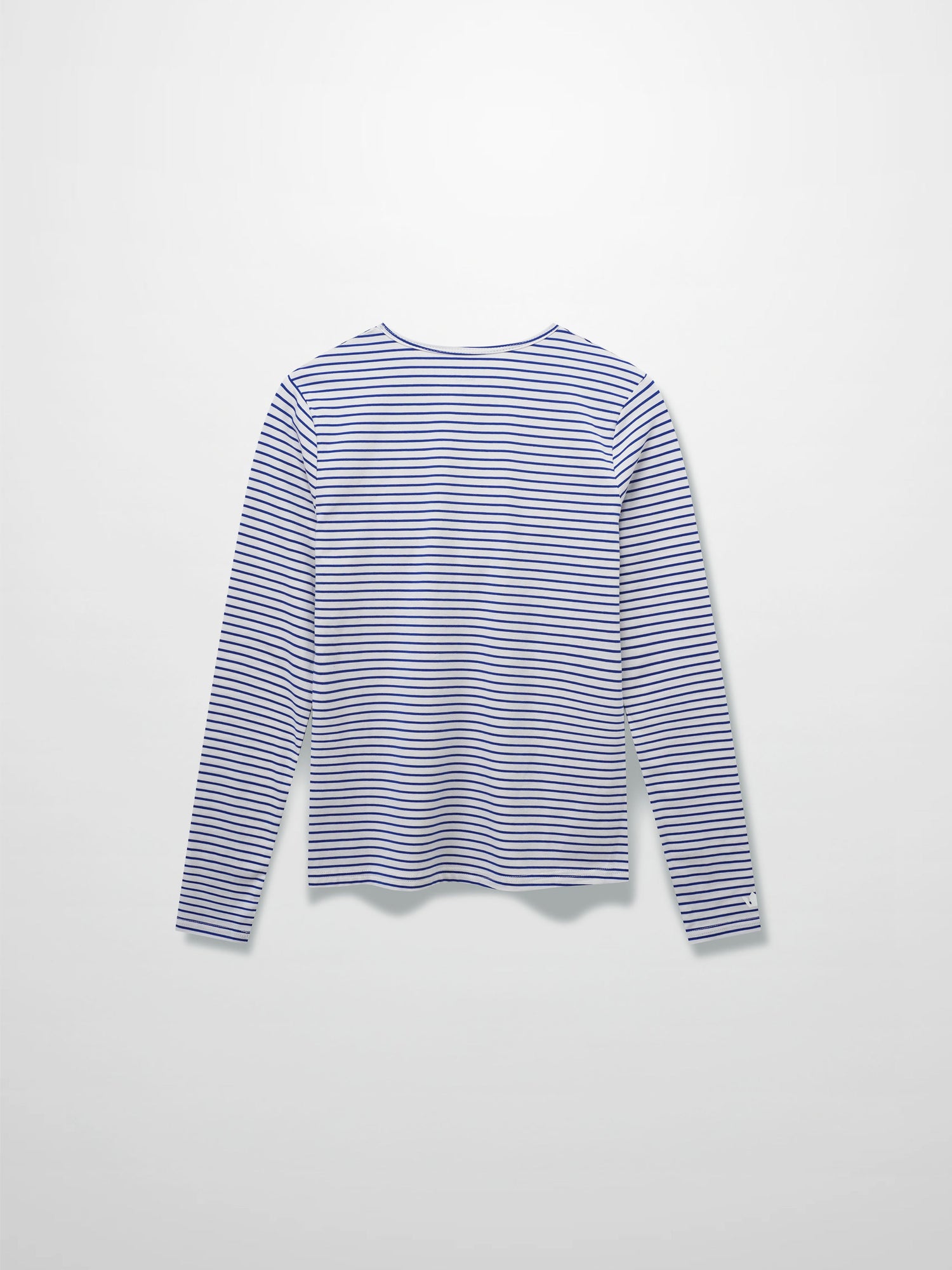 Flat Striped High V Long Sleeve-White/Navy