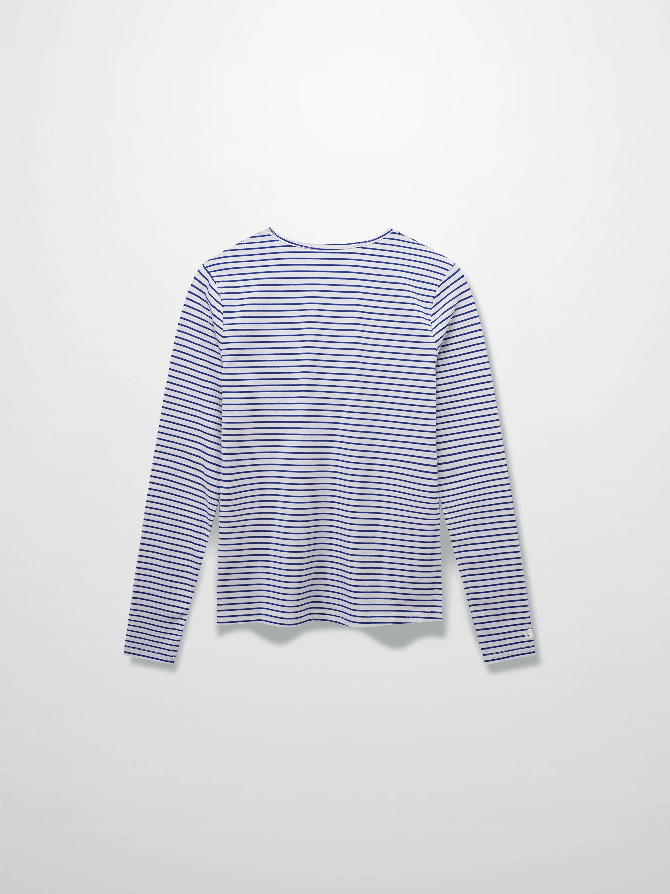 Flat Striped High V Long Sleeve-White/Navy