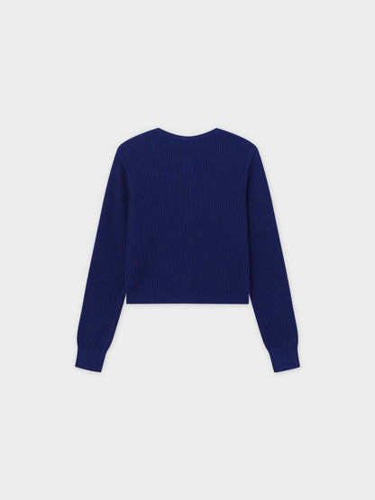 Button Down Ribbed Cardigan-Navy