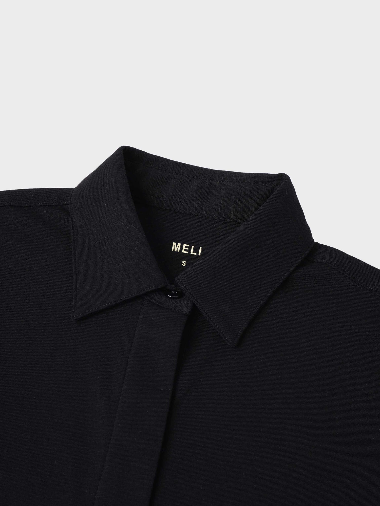 Button Down T-Shirt Blouse-Black