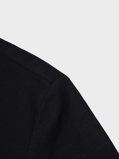 Button Down T-Shirt Blouse-Black